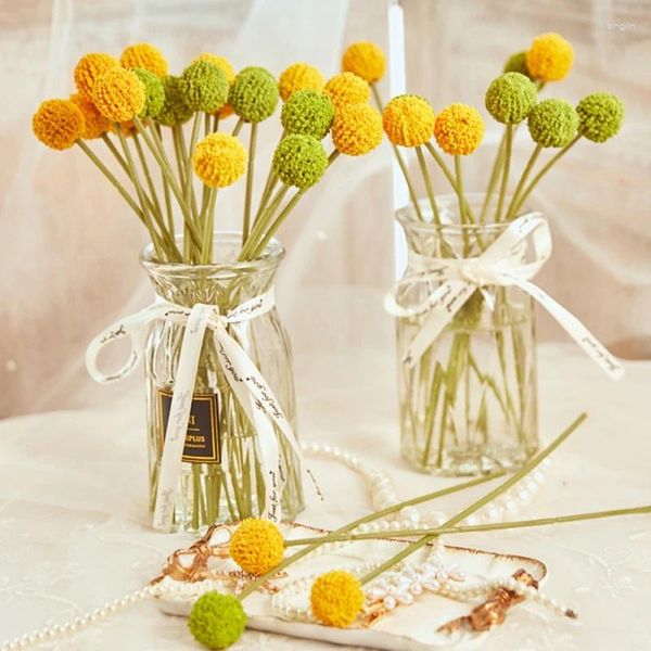 Dekoratif çiçekler yapay küçük top simüle sahte altın krizantem ev ofis bitkileri Sevgililer Günü için DIY buket