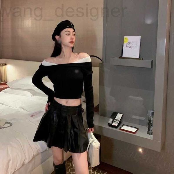 Женский дизайнер футболок Shenzhen Nanyou High And Miu Home 23 Новый модный и сексуальный черный белый контрастный сплай
