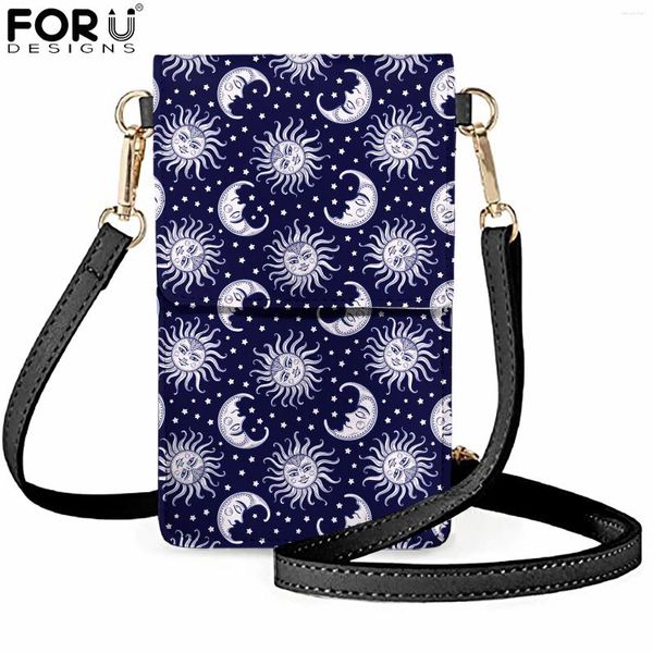 Bolsas de ombro forudesigns saco de celular casual bolsa para mulheres panos de face suno lunas ladies couro transparente titulares de cartões bolsa