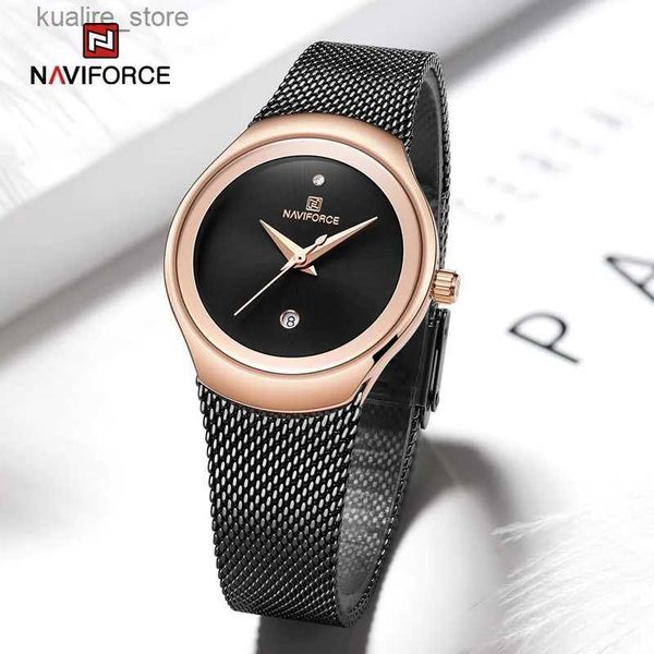 Relógios femininos Top Brand Naviforce Business Womens Quartz es de alta qualidade aço inoxidável à prova d'água Wristes Relogio feminino L240402