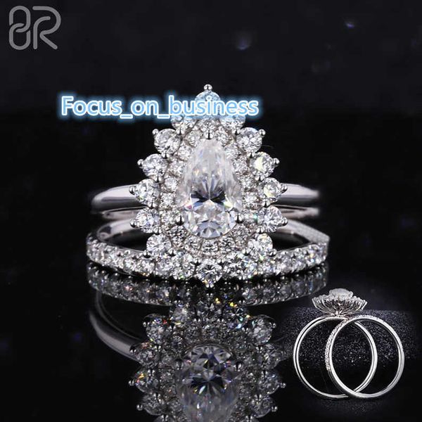 Drop lacrima da 1-2 CT MOISSANITE CUTTO CUTTO RINGGIO ALO MIUGLITÀ BRIDAL ETERNITÀ ROPICA 925 SIRDA VVS VVS