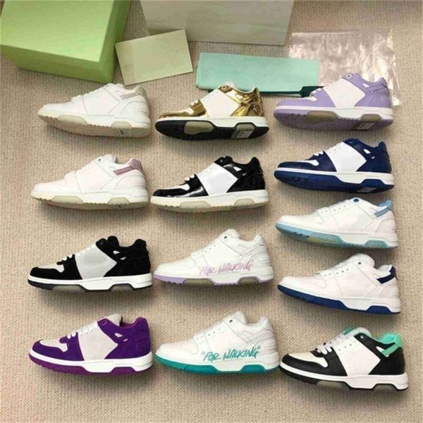 de Off Office Walking Shoe Designer Women Mixed Color Lace Up Men de luxo Sapatos de skate de outono da primavera Off Love White