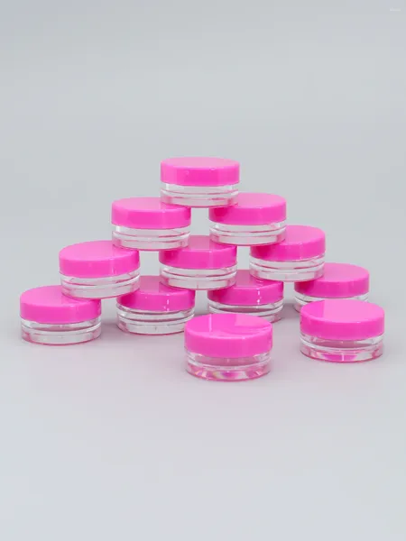 Garrafas de armazenamento 12 x 1g 1g de plástico rosa-púrpura vazia jarra viagens de amostra cosmética maquiagem recipiente de creme de rosto de trapa