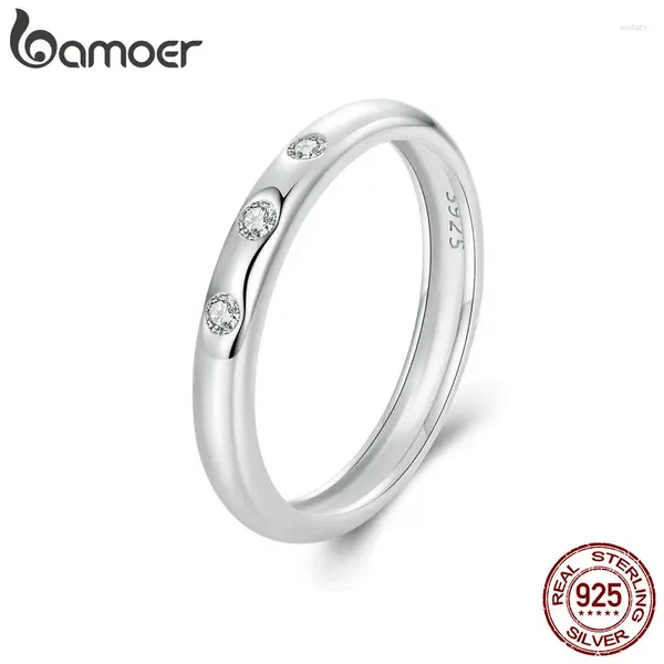 Clusterringe Bamoer Moissanit Ehering 925 Sterling Silber Eternity Weißgold Labor Labor Diamant Minimalist Stapelbar Ring