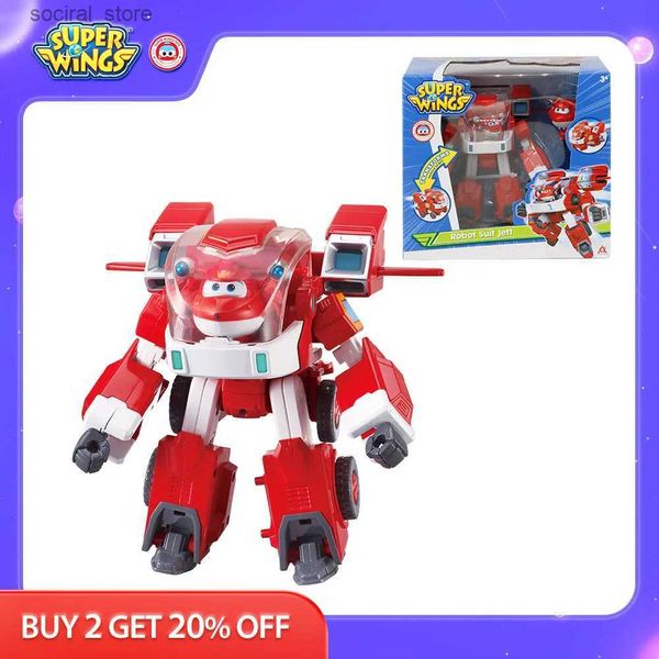 Actionspielzeugfiguren Super Wings großer Roboteranzug Jett Donnie 3 in 1 Roboterfahrzeugfahrzeuge Deformation Action -Figuren transformieren Spielzeug für Kinder L240402