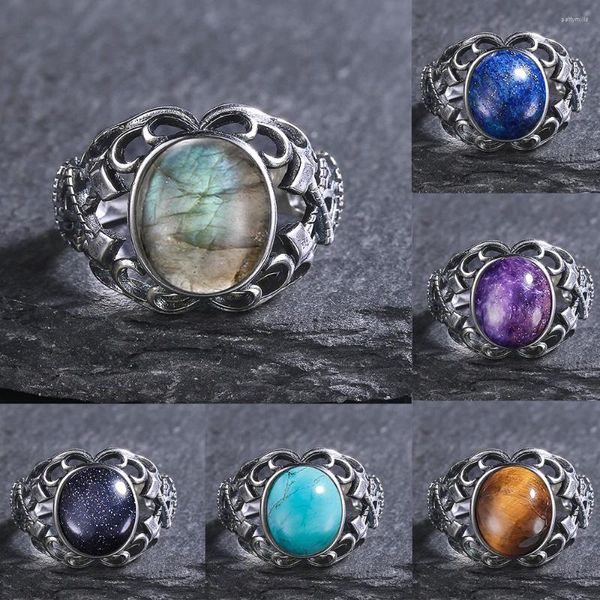 Anelli a grappolo Cavalna S925 Sterling Silver 10 12mm ovale Labradorite Rose Quarzing Domenne Anello nuziale Gioielli