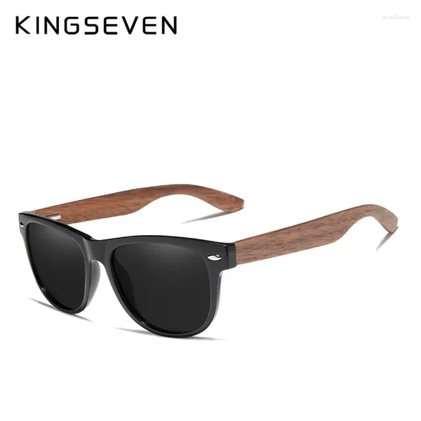 Güneş gözlüğü Kingseven Siyah Ceviz Kadınlar Ahşap Polarize Gözlük Erkekler UV400 Göz koruma gözlük moda hediyeleri engelleme