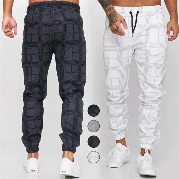 Herren Plaid Casual Hosen gestreifter Kordelstring Jogger für Männer Business Pencil Hose männliche Kleidung Vintage 240402