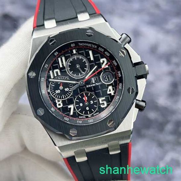Mens AP Wrist Watch Royal Oak Offshore Series 26470so Vampire Anel de cerâmica Anel Precision Aço Cronógrafo Watch Máquinas automáticas 42mm