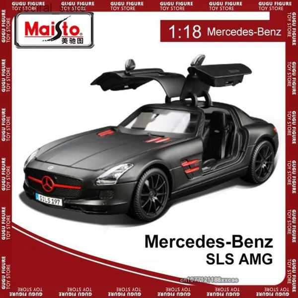 Action Toy Figures Maisto 1 18 Benz SLS AMG Racing Sports Auto Diecast Model Edition Edizione in lega di veicolo di lusso DECORAZIONI DECORAZIONI AUTO MODELLO MODELLO MODELLO L240402