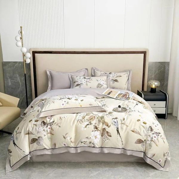 Set di biancheria da letto foglie botaniche per uccelli giardino 4pcs copripiumino set cotone egiziano 1000tc classico con foglio da 1 lettiglia 2 pillowcase