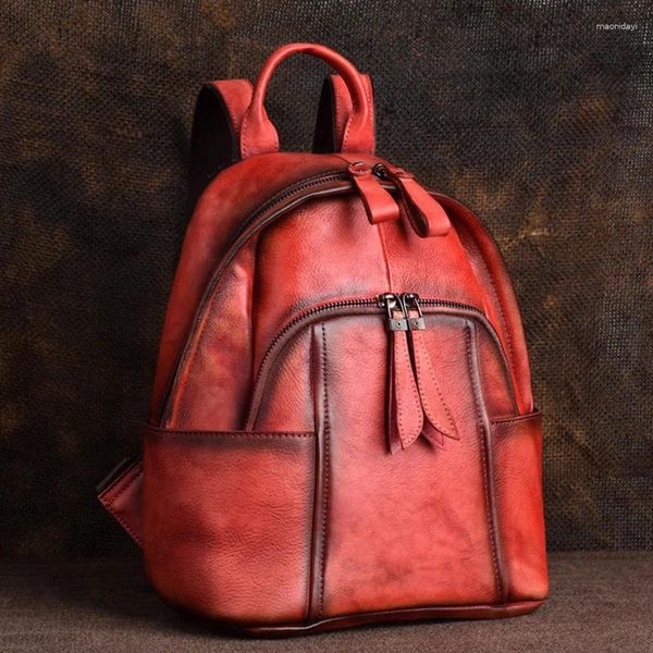 Sacchetti di scuola vera pelle da daypack da daypack da donna zaino zaino color borse borsetto vero libro da vacca da girovagino femminile