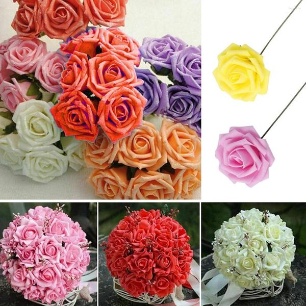 Fiori decorativi 50pcs8cm simulazione in schiuma di rosa piante di fiori finti color teste