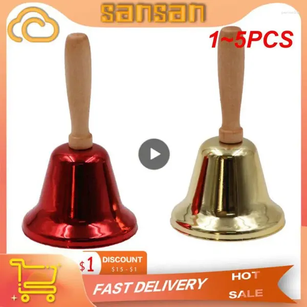 FESTIDADES DE FESTO 1-5PCS Hand Bell Loud Christmas Handbell com Mão de madeira Papai Noel Jingle Bells para o jogo de serviço escolar de Weddings