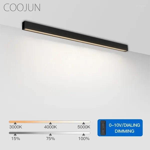 Deckenleuchten Coojun LED-Licht für Büro-Esszimmer Einfacher Tisch Long Strip 0-10 V wählen dimmbare Lampen Schwarz Weiß