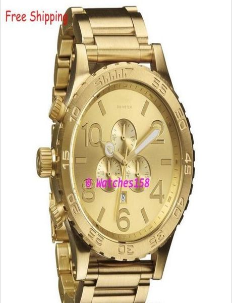 NX Men039S A083502 Quartz guarda il cronografo 5130 Chrono All Gold Steel Band A0835024223596