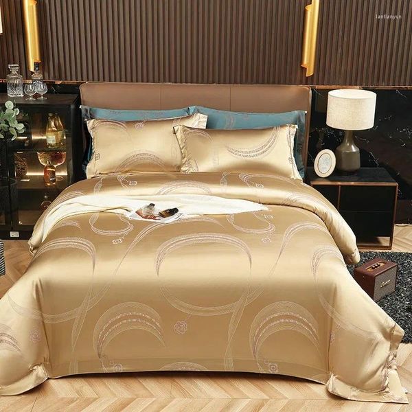 Bettwäsche -Sets moderne Vintage Gold Jacquard Bettdecke Abdeckungsset Premium weiche ägyptische Baumwolldecke Bettlaken Kissenbezüge