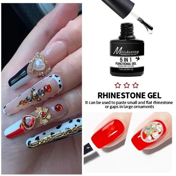 5 in 1 gel top coat per unghie multifunzionale per estensione professionale per chiodi press-on con accessori per mantello da base gel