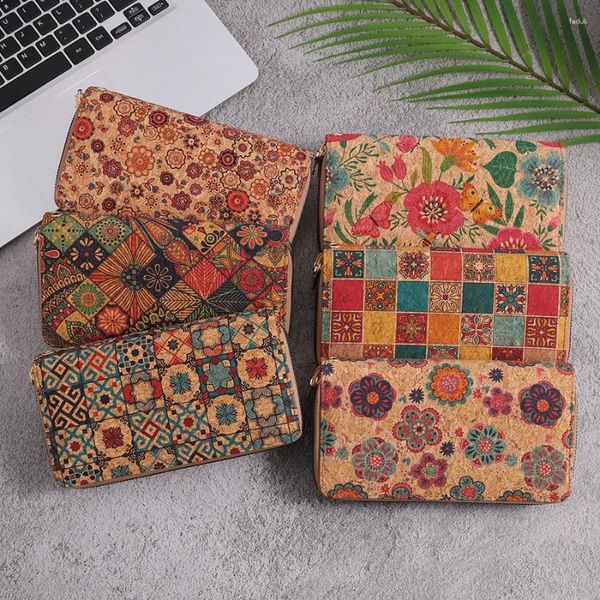 Brieftaschen Holzkorn tragbarer geometrischer Multi -Card Long Wallet mit fortschrittlicher Sinn und multifunktionaler personalisierter Kunst Retro