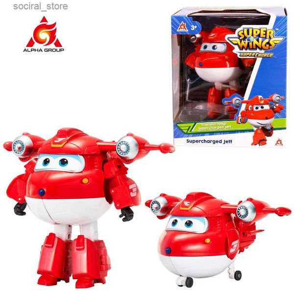 Figuras de brinquedo de ação Super asas de 5 polegadas transformando Jett Dizzy Donnie deformação Robô de robô de robô Figuras de transformação Animação Kid Toys L240402