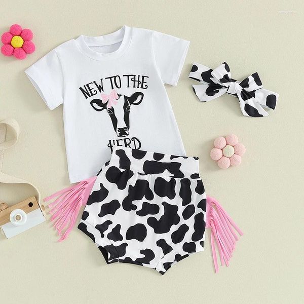 Set di abbigliamento abiti da bambina occidentale abiti a maniche corte t-shirt