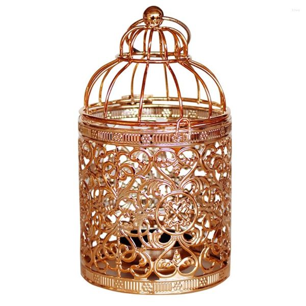 Kerzenhalter Europäischer Stil Dekorativ hängende Laterne Hold Iron Home Bird Cage Ornament Langlebige Plattierhandwerk Retro