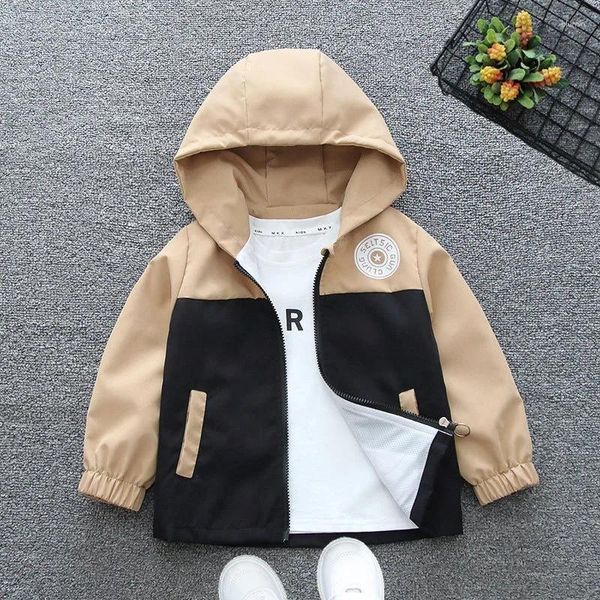 Jacken Kinder mit Kapuzenjacke Big Kids Casual Clothing Teenager 2-12y Coat Jungen Trench Girls Modebrief Outerwear Herbst Frühling