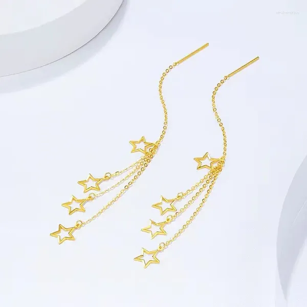 Orecchini penzolanti sorriso Real 18k Gold Star Nappel Earline Au750 Cinque gioielli boutique per donne Gift E0044
