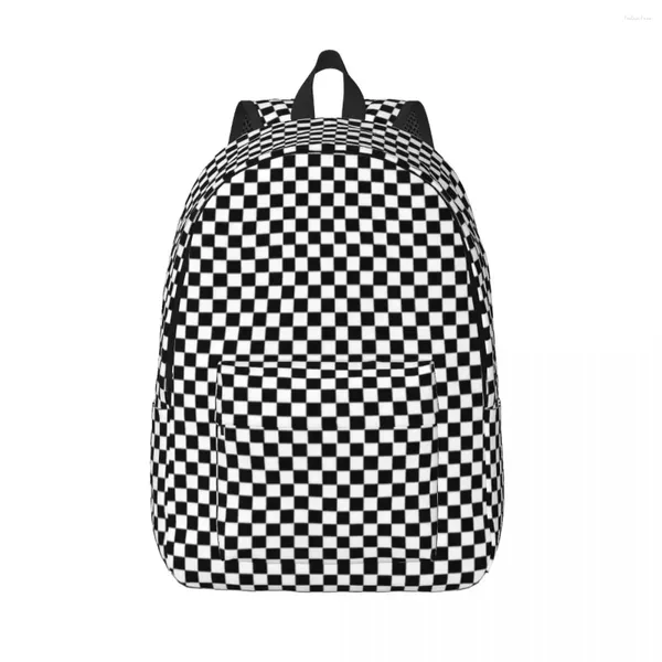 Backpack a scacchiera geometrica a scacchi cool regalo studentessa da giorno per uomini donne laptop tela borse da esterno