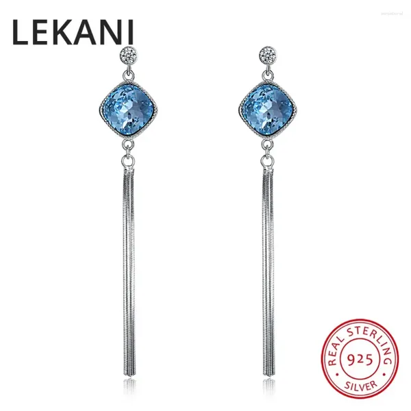 Dangle Ohrringe Lekani Blue Square Crystal