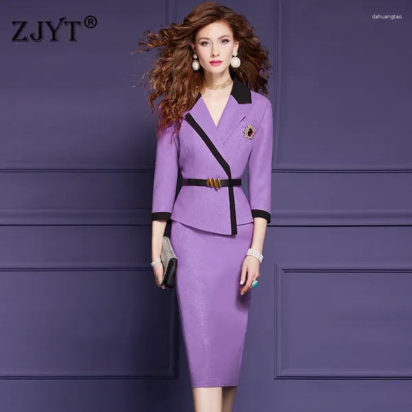 Abiti casual Zjyt Elegante Office Lady Dress Domande Designer Spring Designer Formale Plus Abiti femminili 2024 Fashi