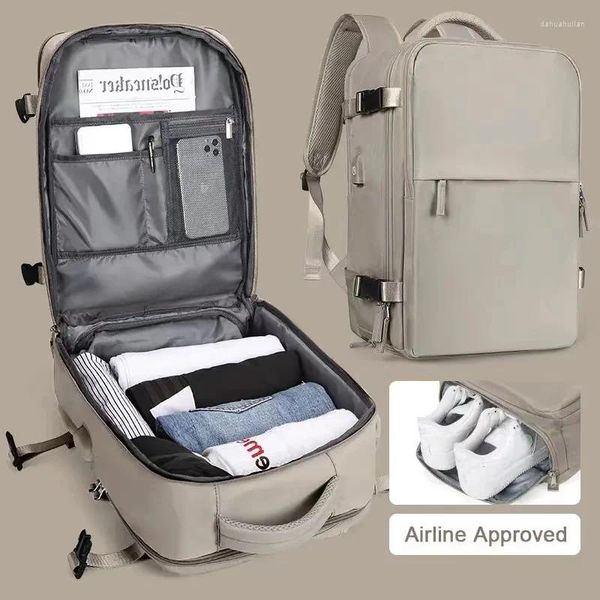 Backpack Travel Men Airline Flight Say Bagage Bagagem de Mão Backpachas de Laptop à prova d'água Carregar sacolas de itens pessoais para