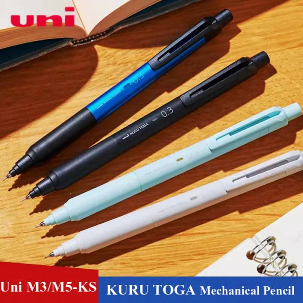 Lápis Uni Lápis mecânico M3/5Ks Black Technology Atualizou Kuru Toga Líder Core Auto -rotação 0,3/0,5mm Desenho de escrita de estudante