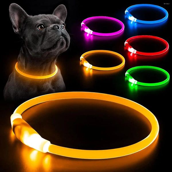 Köpek yakası LED yakalı şarj edilebilir 3 çalışma modu daha hafif maks. Maks 70cm gece güvenlik yanıp sönen parlama anti kayıp