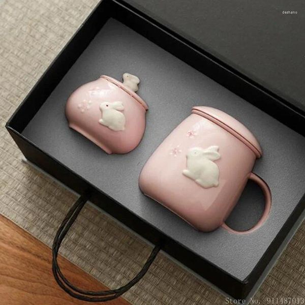 Tassen kreativer rosa Becher Keramik Heimstudium Wohnzimmer liefert Tee Wasser Trennung mit Deckelfilter Office Tasse Geschenkbox