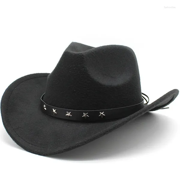 Berets Wolle Fedora Hut für Frauen Männer gebogene Brim Western Cowboy Filz Jazz Mütze Hochzeitskleid Hüte Chapeu Feminino