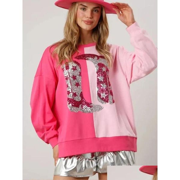 Felpa con cappuccio da donna Felpa Donna Stampare Spaccate Felpa Contrasto Casualmente a maniche lunghe Plover di San Valentino Abbigliamento da giorno Dro Dhm5y