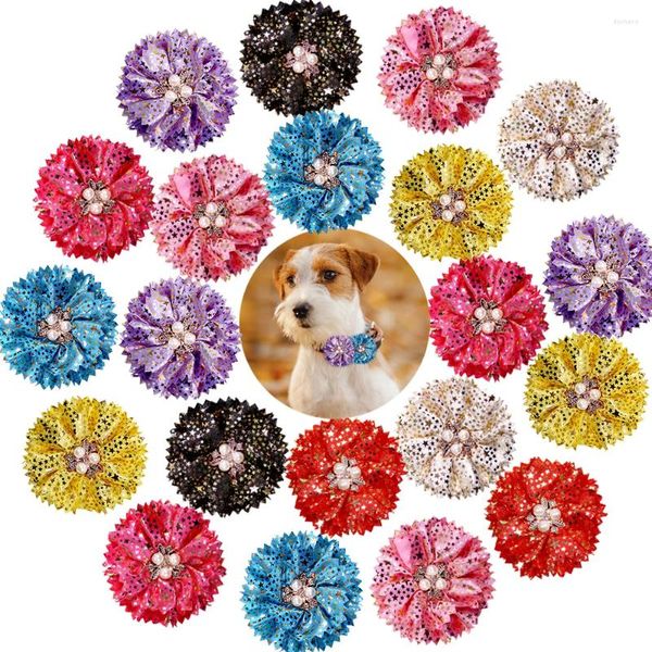 Vestuário para cães 60pcs Moda Supplies Colar de flores sildable Diamond Diamond Bow tiche dos encantos de animais de estimação Acessórios