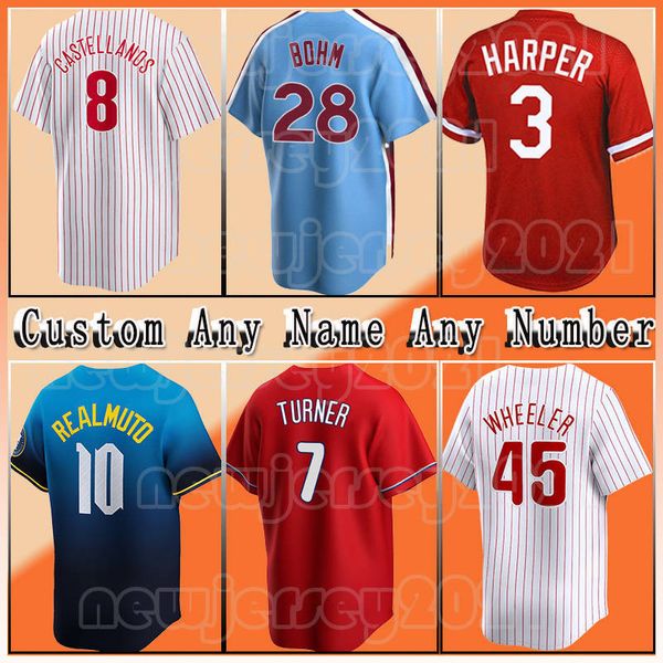 3 Harper Beyzbol Nick Castellanos Jersey Trea Turner Phillies JT Realmuto Philadelphia Bryce Zack Wheeler Seranthony Dominguez Brandon Marsh Alec Bohm Alvarado