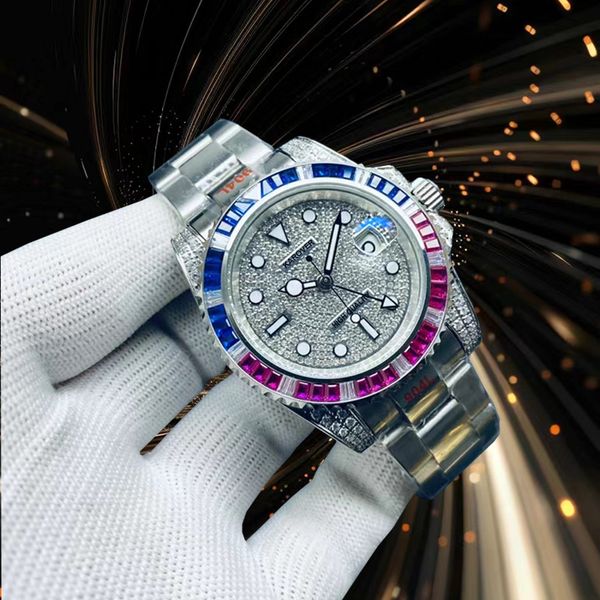 Herren Automatic Watch Fashion Designer Watch 40mm Diamant Zifferblatt Sapphire wasserdichte leuchtende Edelstahl Uhr mit Box Luxus Uhrenurlaubsgeschenk Montres de Luxe