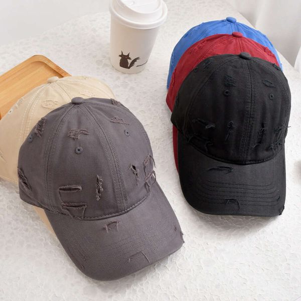 Capo da baseball personalizzato con buchi usurati, top morbido casual e versatile, bordo curvo, cappello da viscice da sole, cappello per lingua anatra 87