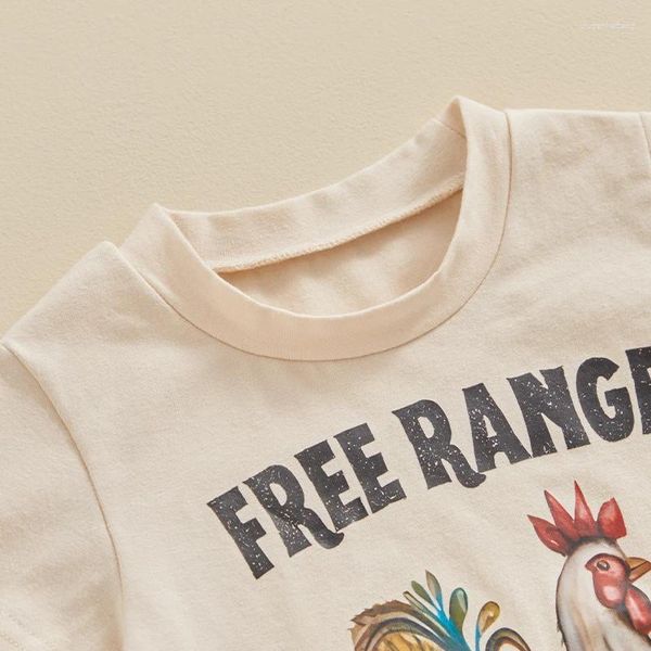Giyim Setleri Toddler Boy Boy Kız Çiftlik Tavuk Kıyafet Kısa Kollu Horoz Ücretsiz Tişört Tişört Şort 2 PCS Yaz Giysileri Seti