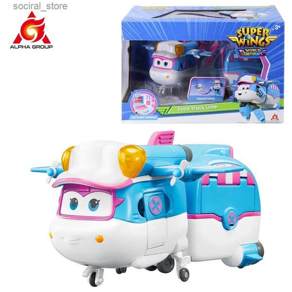 Figure giocattolo d'azione super ali da 5 pollici trasformando il carrello alimentare lime include stampi alimentari robot trasformazione figure d'azione per bambini giocattolo per bambini L240402