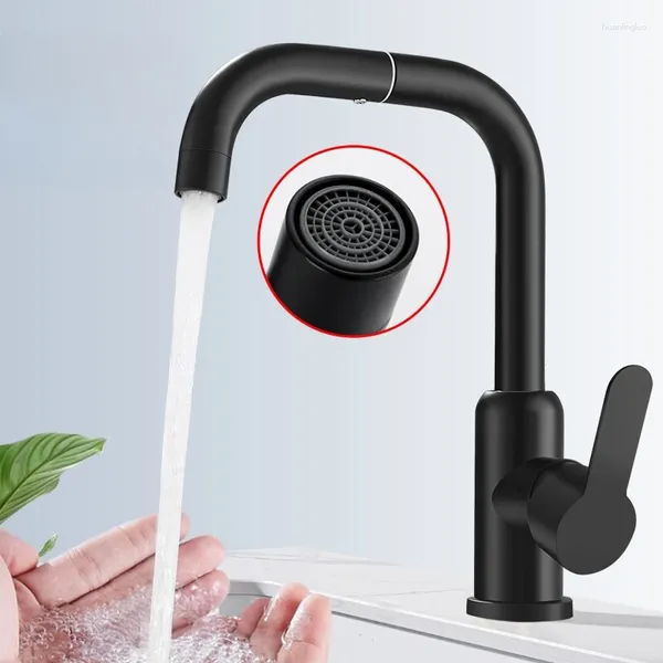 Banyo Lavabo muslukları 304 Paslanmaz Çelik Mutfak Mikseri Musluk Havzası Musluğu 360 ° Dönen Washbasin Soğuk Su Muslukları