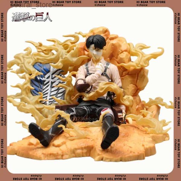 Figuras de brinquedos de ação Ataque no titan Anime Figura Levi ackerman Figuras 07 CHAMADA CURNATINE Feliz 14cm PVC estátua Modelo de estátua Decoração de brinquedos de brinquedo L240402