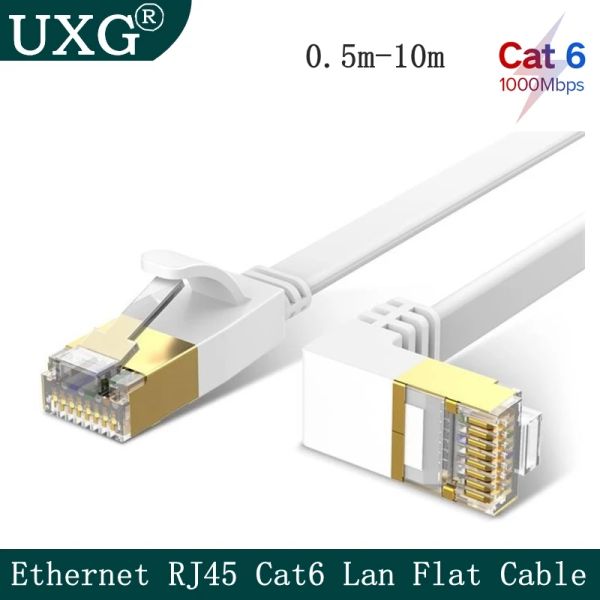 Fälle 90 Grad Cat6 Flat Ethernet Kabel 1000 Mbit / s 250 MHz Cat6 RJ45 Networking Ethernet Patch Kabelkabel für Computer Router Laptop