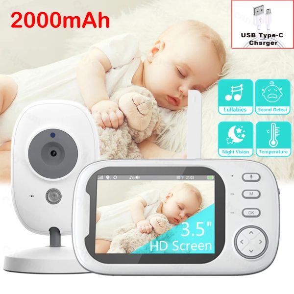 Monitore 3,5 -Zoll -Babyphone mit Kamera drahtloser Sicherheit Video Alarm Nachtsicht Hausschutz Nanny Schlaflied USB Typec Ladet
