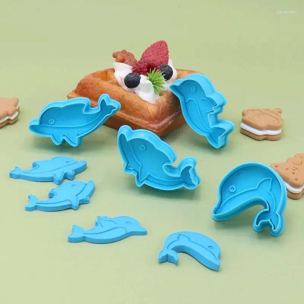 Moldes de cozimento no exterior S Dolphin Spring Cookies Cutter Cutter Press Biscoit for Children Food