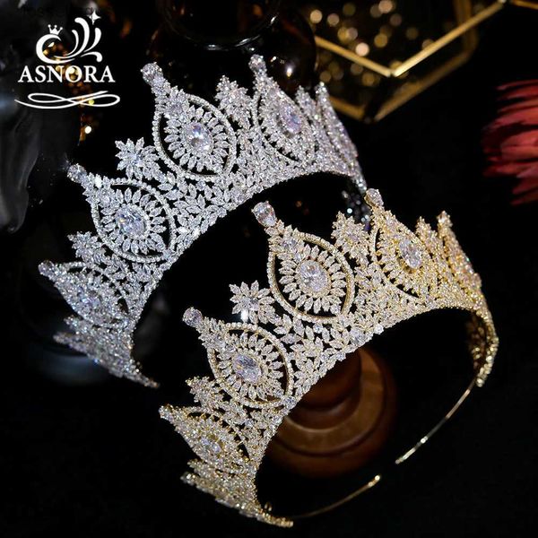 Cabelo de casamento Jóias de luxo Capacete de noiva Acessórios de casamento Tiaras e coroas para mulheres cabelos Cristais de zircônia cúbica Queens Crown Jóias L46
