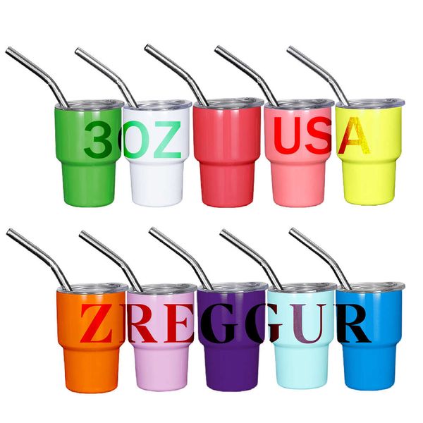 Heißer Verkauf farbiger Sublimation Blank gerade Personalized USA Warehouse 2oz 3oz Mini Tumbler Shot Glass With